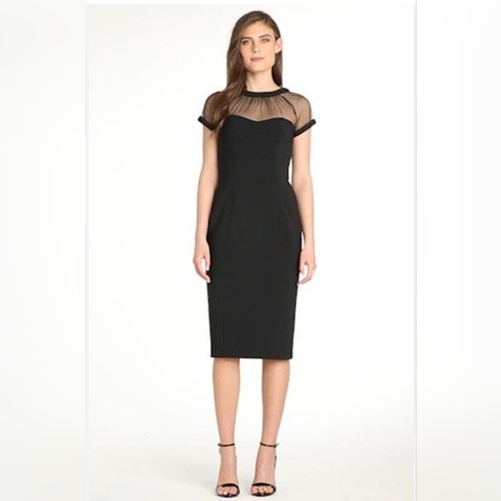 Maggy London Illusion Yoke Cocktail Dress Size 6 - Picture 2 of 8